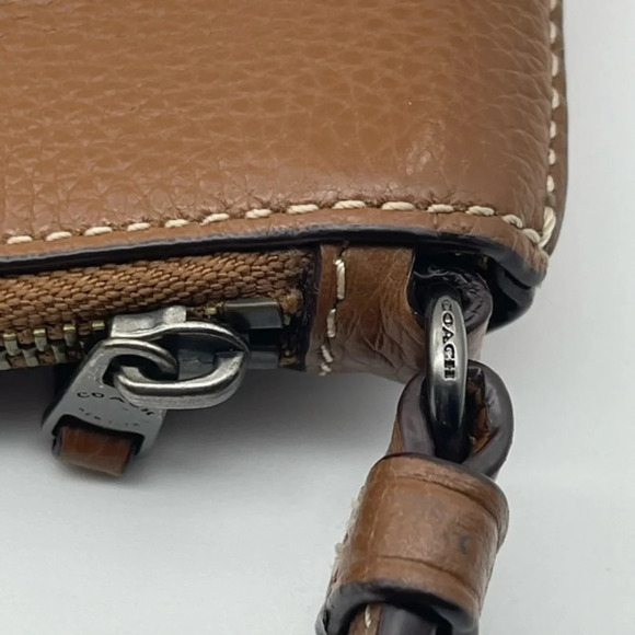 COACH x Keith Haring Leather Large Wristlet 25, Gunmetal/Saddle, NWOT - Picture 9 of 15